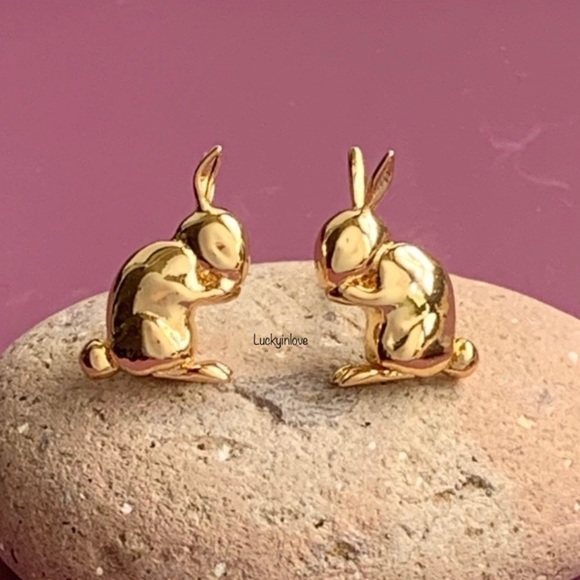 Alexis Bittar New Gold Hare Bunny Sculpted Woodland Animals Small Stud Earrings - Picture 16 of 16